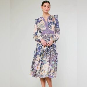 Current Air emmaline peacock floral dress Midi/ Maxi Size Large Bohemian